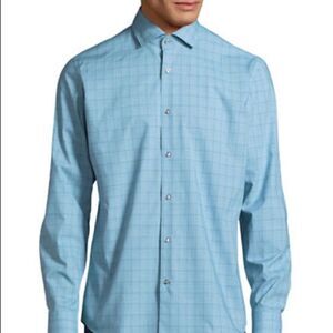 Hugo C-Gordon Regular Fit Check Shirt-BLUE-EU 39/US 15.5
